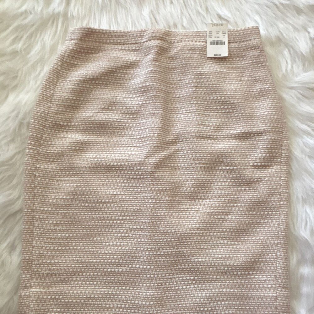 J.CREW Women's Straight Pencil Skirt 4 NEW $85 Lined Peach White Kick Slit